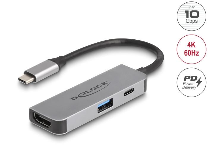 Delock USB Type-C™ Adapter til HDMI 4K 60 Hz med USB Type-A og USB Type-C