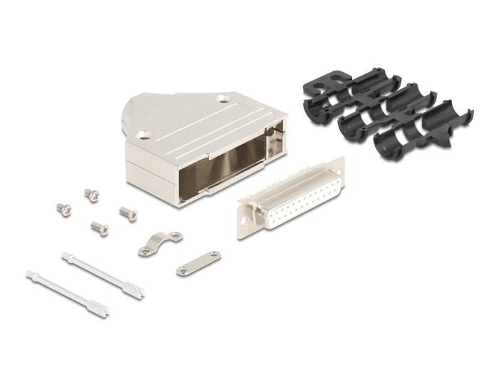 Delock Sub-D Stikkontaktgehäuse 25-polet i metal inklusive stik