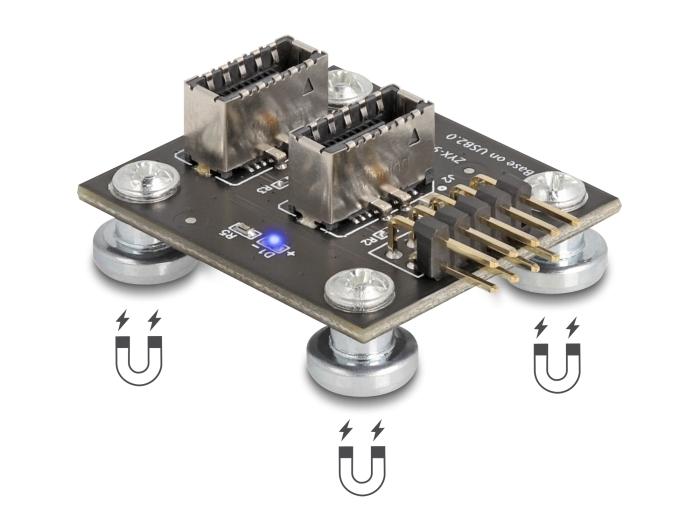 Delock USB 2.0 Adapter Stiftliste til 2 x intern USB Type-E Key A stik