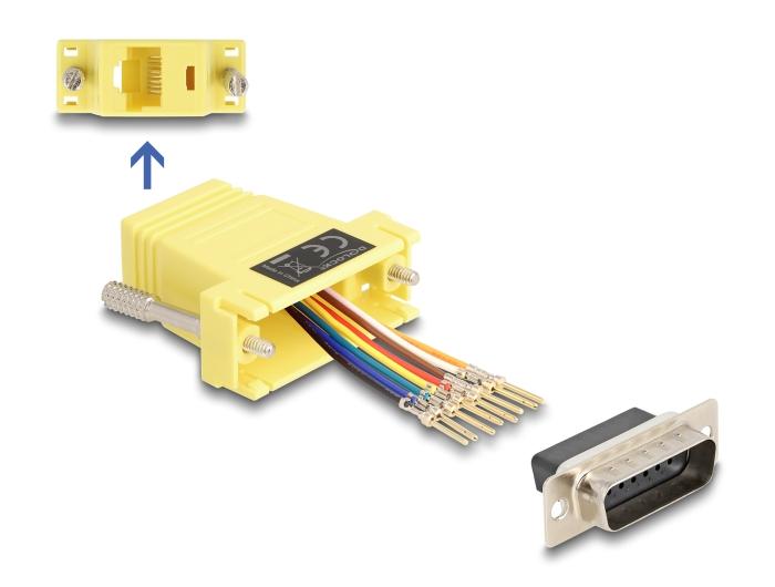 Delock D-Sub 15 Pin Stikprop til RJ45 Stikkontakt Montagesæt gul