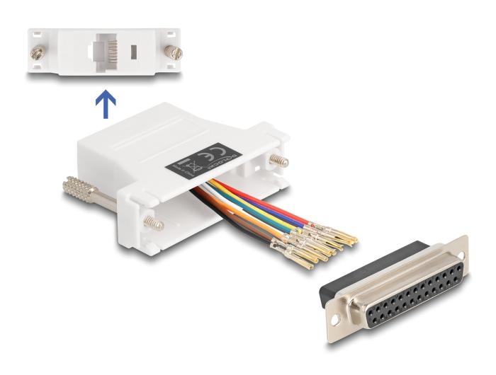 Delock D-Sub 25 Pin hun til RJ45 hun montagesæt hvid