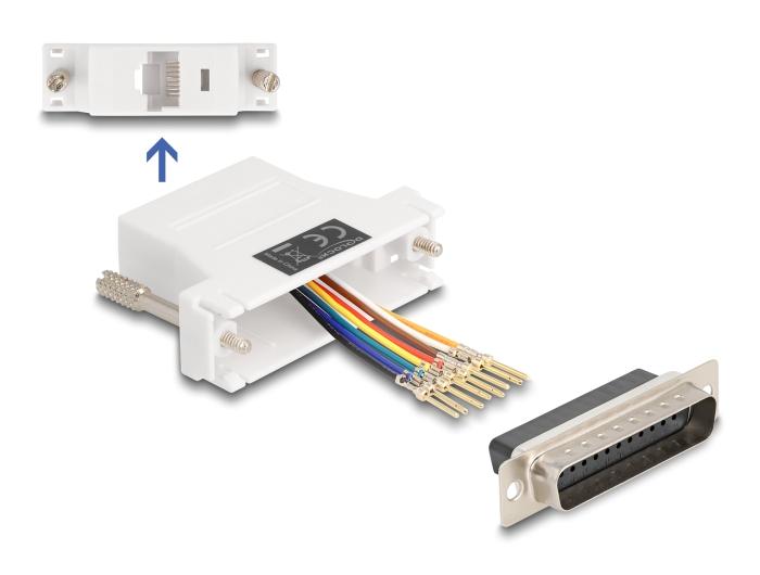 Delock D-Sub 25 Pin Stik til RJ45 Stik Montagesæt hvid