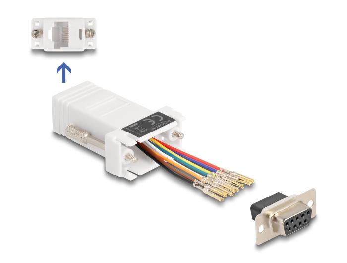 Delock D-Sub 9 Pin Hun til RJ45 Hun Montagesæt hvid