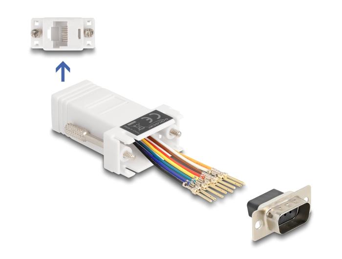 Delock D-Sub 9-polet stikprop til RJ45-stik Montagesæt hvid