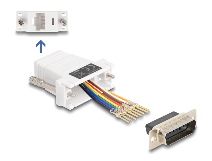 Delock D-Sub 15 Pin Stikkontakt til RJ45 Stik Montagesæt hvid