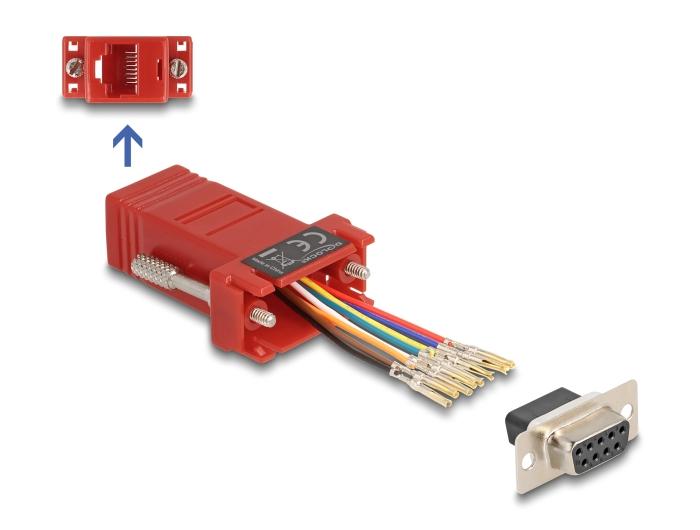 Delock D-Sub 9 Pin Hun til RJ45 Hun Montagesæt rød