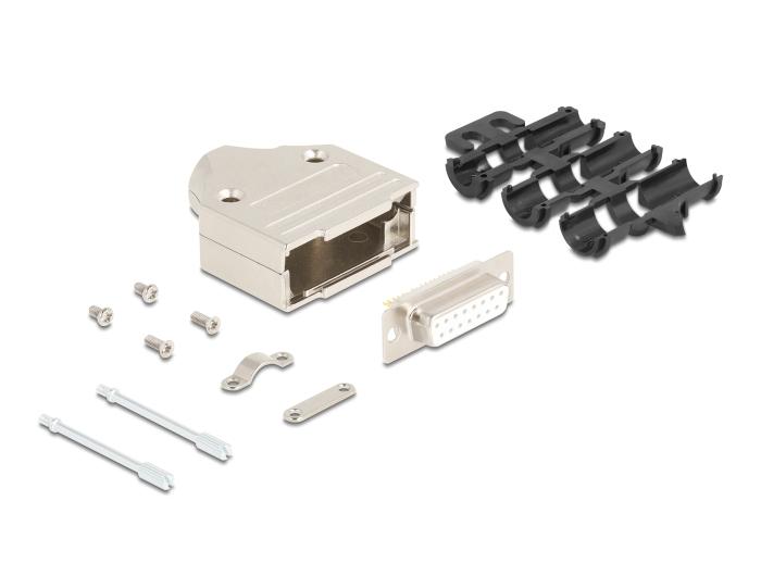 Delock Sub-D Stikkontaktkasse 15-pin i metal inklusive stikforbindelse