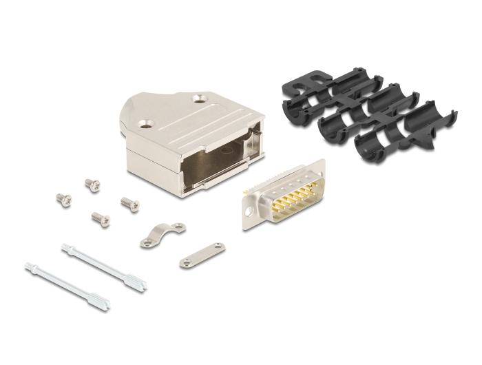 Delock Sub-D Stikkontaktkasse 15-pin i metal inklusive stikforbindelse