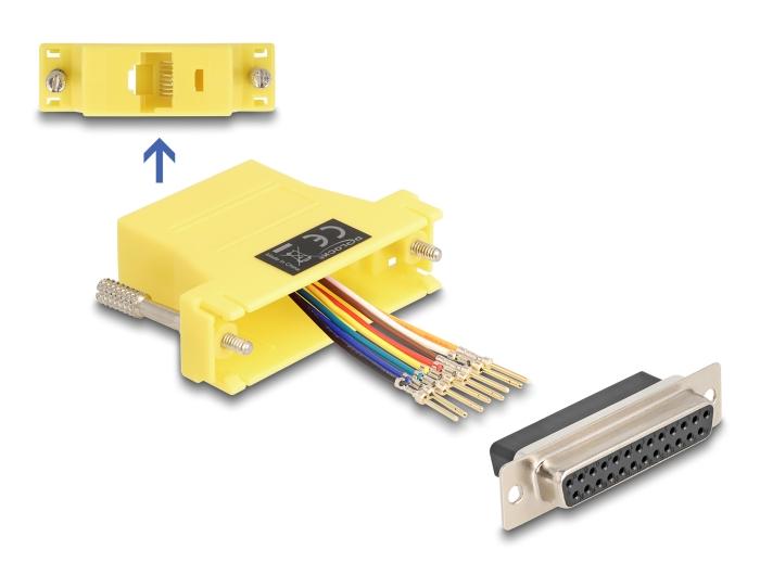Delock D-Sub 25-polet hun til RJ45 hun til montagesæt gul