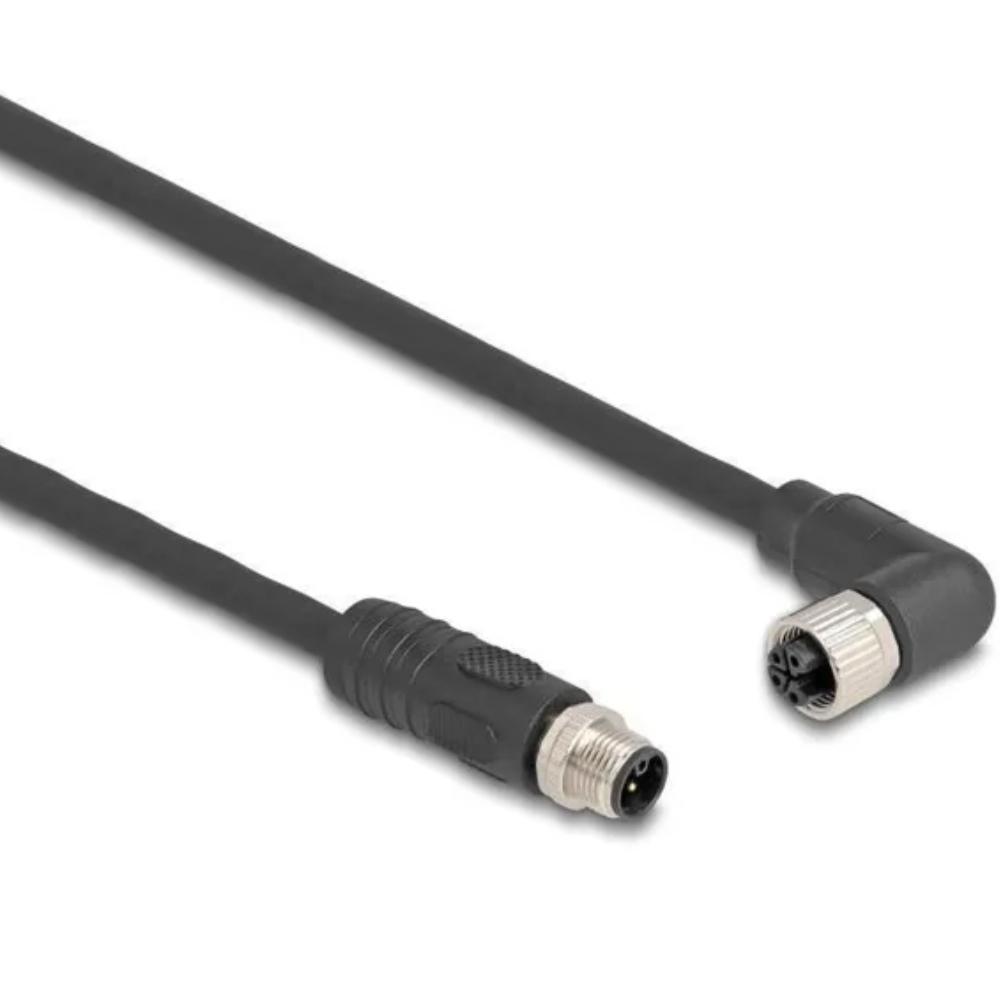 Delock M12 Kabel L-kodet 4-polet stik lige til hunhane vinkelret