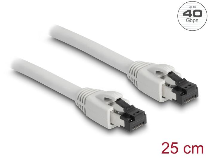 Delock RJ45 Netværkskabel Cat.8.1 S/FTP 0,25 m op til 40 Gbps grå