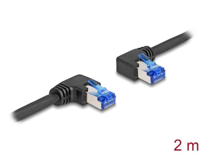 Delock RJ45 Netværkskabel Cat.6A S/FTP højre/venstre vinklet 2 m sort