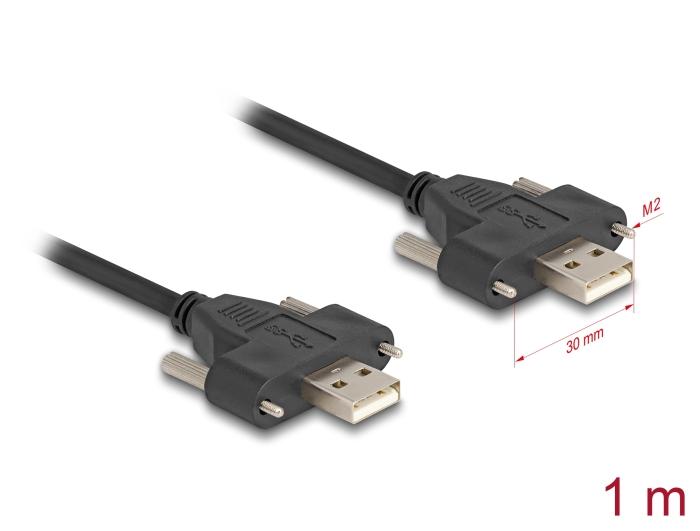 Delock USB 2.0 Kabel Type-A Stik til Stik med skrue afstand 30 mm 1