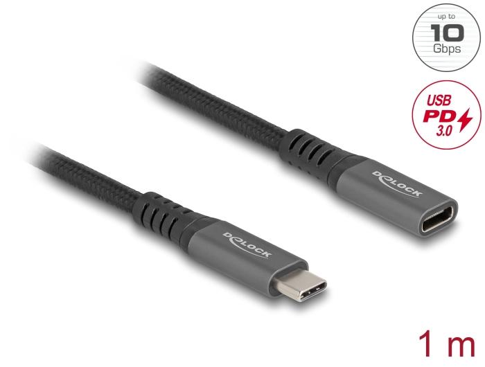 Delock USB 10 Gbps forlængerkabel USB Type-C™ stik til hun-stik PD