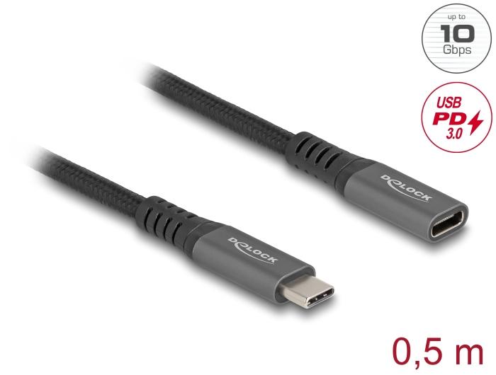 Delock USB 10 Gbps forlængerkabel USB Type-C™ stik til hun-stik PD