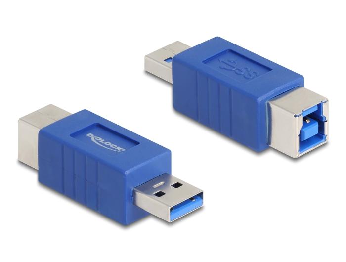 Delock USB 5 Gbps Adapter USB type-A stik til USB type-B hun (krydset)