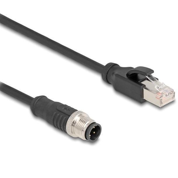 Delock M12 Kabel D-kodet 4-polet stikprop til RJ45 stikprop PVC 5 m