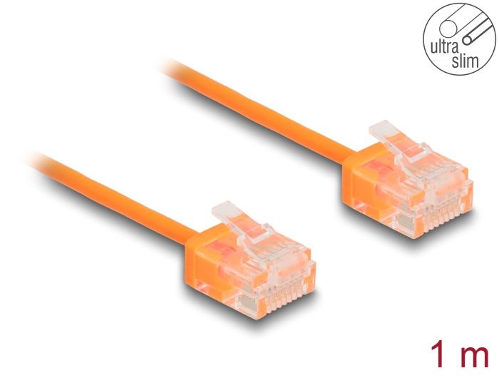 Delock RJ45 Netværkskabel Cat.6 UTP Ultra Slim 1 m orange med korte stik