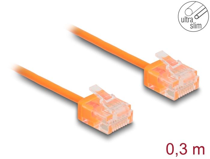 Delock RJ45 Netværkskabel Cat.6 UTP Ultra Slim 0,3 m orange med korte stik