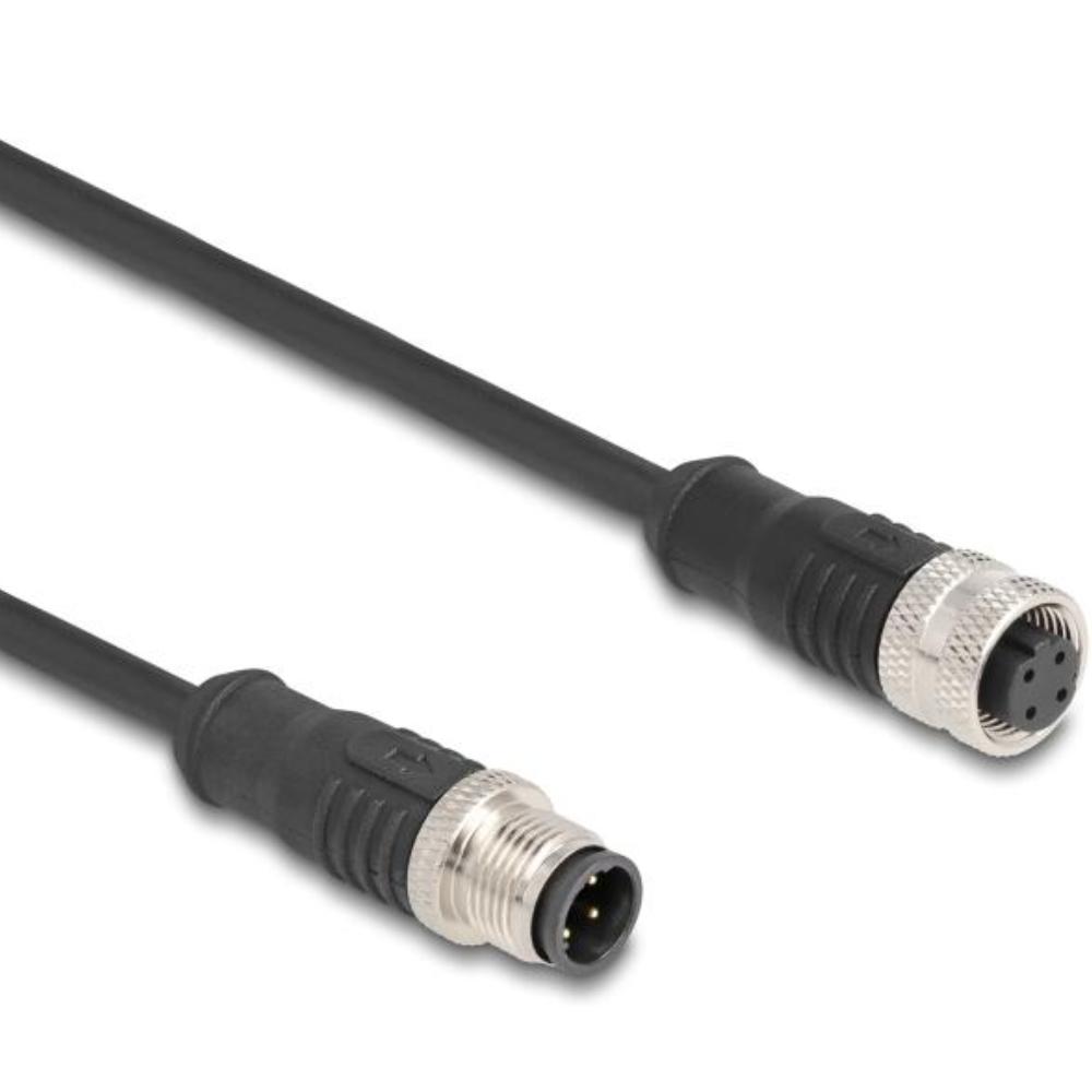 Delock M12 Kabel D-kodet 4-polet stik til hun PVC 1 m