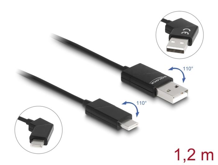 Delock USB 2.0 Kabel Type-A stik til USB Type-C™ stik drejelig med Sc