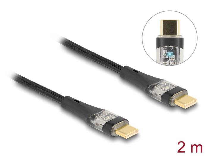 Delock USB 2.0 lynopladerkabel USB Type-C™ stik til stik transparent