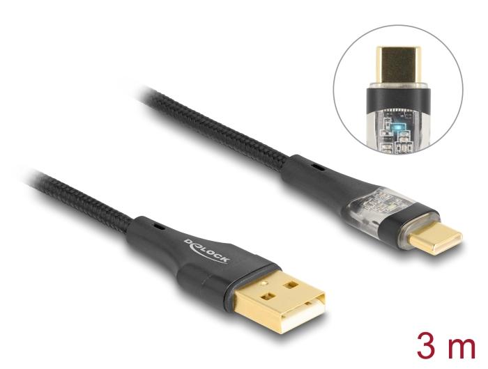 Delock USB 2.0 Kabel Type-A stik til USB Type-C™ stik med hurtigopladningsfunktion