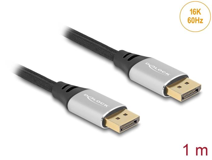 Delock DisplayPort Kabel 16K 60 Hz 1 m sølv Metal