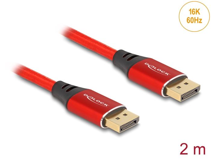 Delock DisplayPort Kabel 16K 60 Hz 2 m rød Metal