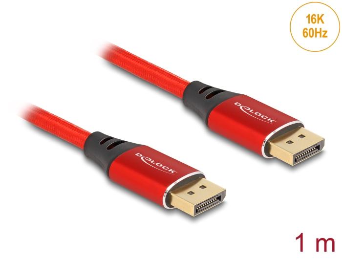 Delock DisplayPort Kabel 16K 60 Hz 1 m rød Metal