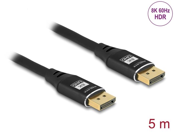 Delock DisplayPort Kabel 8K 60 Hz 5 m sort Metal