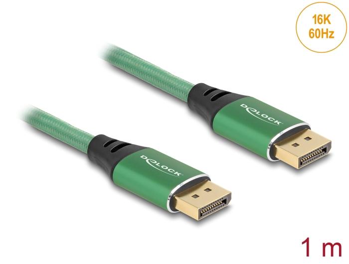 Delock DisplayPort Kabel 16K 60 Hz 1 m grøn Metal
