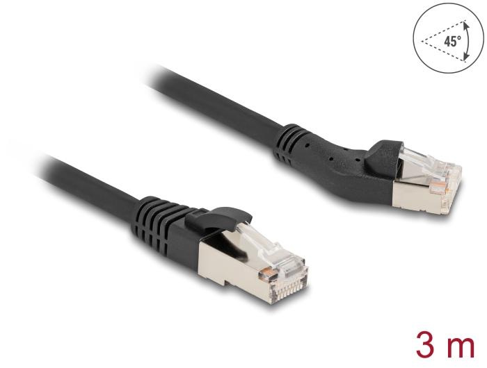 Delock RJ45 netværkskabel Cat.8.1 S/FTP Stik 45 til venstre vinklet