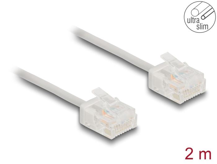 Delock RJ45 netværkskabel Cat.6 UTP Ultra Slim 2 m grå med korte stik