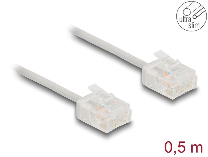Delock RJ45 Netværkskabel Cat.6 UTP Ultra Slim 0,5 m grå med korte stik