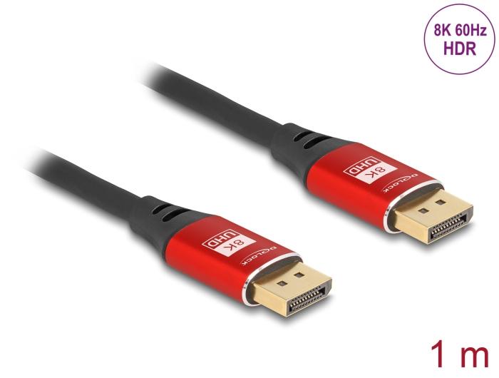 Delock DisplayPort Kabel 8K 60 Hz 1 m rød Metal