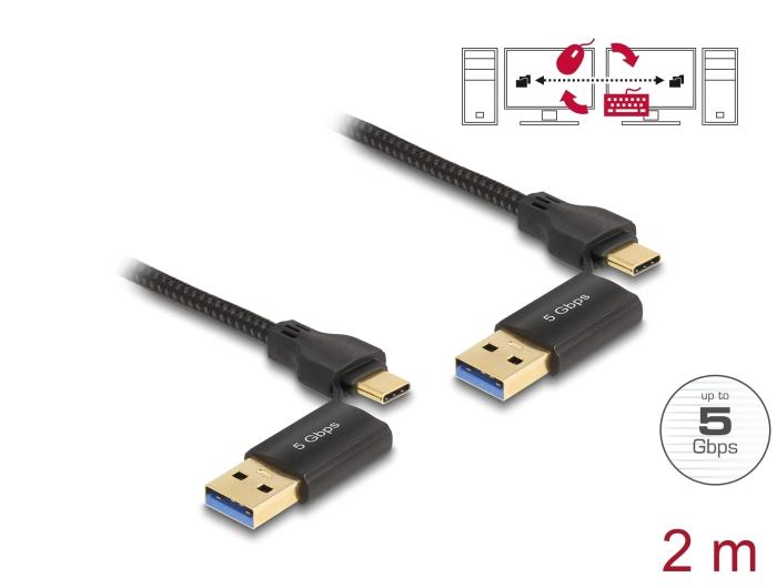 Delock USB Type-C™ 5 Gbps datakabel + KM Switch 2 m