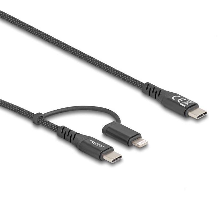 Delock USB-kabel 2 i 1 USB Type-C™ til USB Type-C™ / Lightning™ til