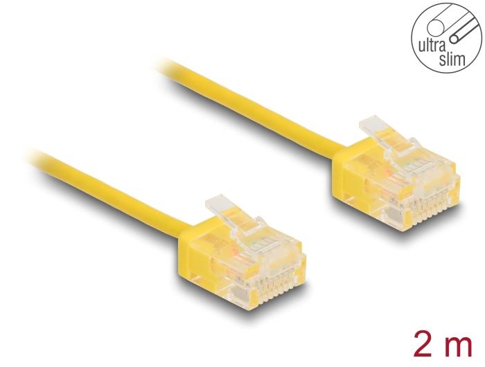 Delock RJ45 netværkskabel Cat.6 UTP Ultra Slim 2 m gul med korte stik