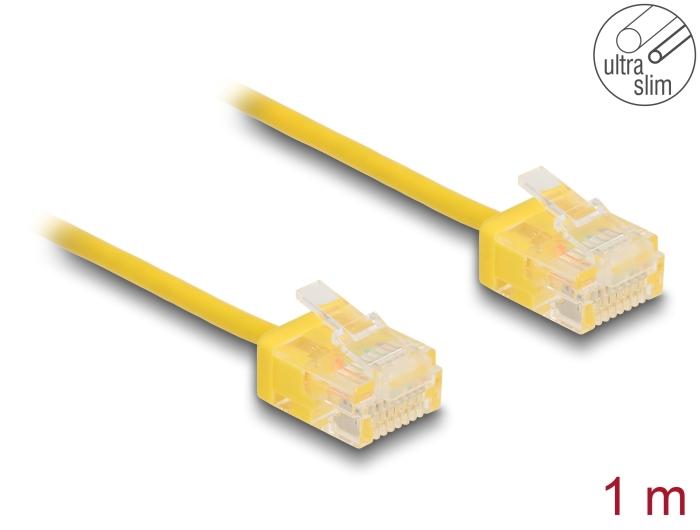 Delock RJ45 netværkskabel Cat.6 UTP Ultra Slim 1 m gul med korte stik