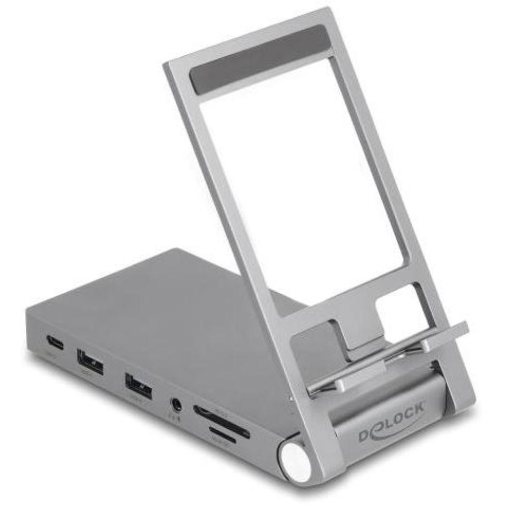 Delock Tablet og Notebook Dockingstation 4K med integreret holder -