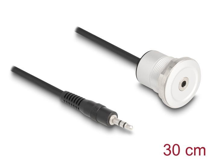 Delock Jack 3,5 mm 3-polet indbygningshunstik med kabelpig 30 cm Al