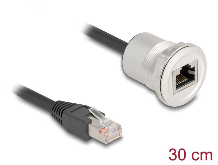 Delock RJ45 indbygningsboks med kabelforbindelse stik Cat.5e STP 30 cm Alumin