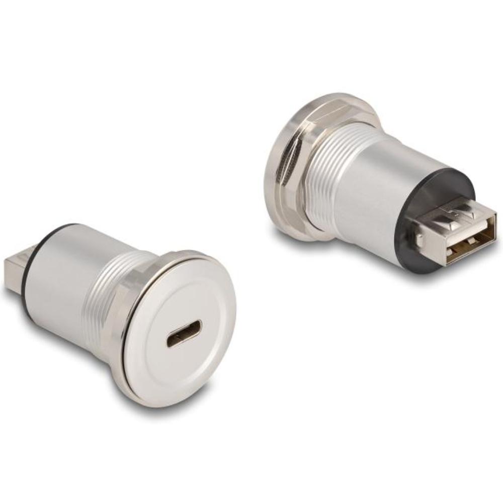 Delock USB 2.0 Type-C™ til Type-A indbygningsboks Aluminium