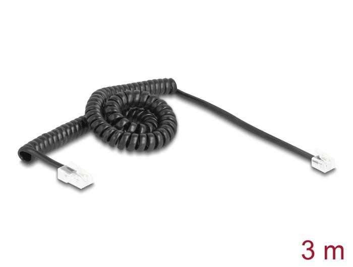 Delock Telefonkabel / Spiralkabel RJ11 Stik til RJ45 Stik sort 3 m