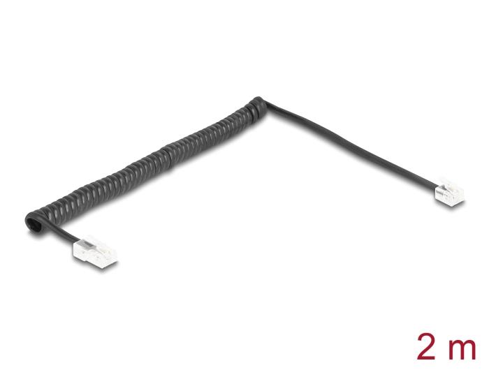 Delock Telefonkabel / Spiralkabel RJ11 Stik til RJ45 Stik sort 2 m