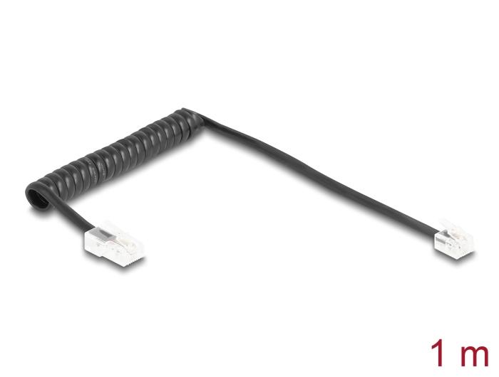 Delock Telefonkabel / Spiralkabel RJ11 Stik til RJ45 Stik sort 1 m
