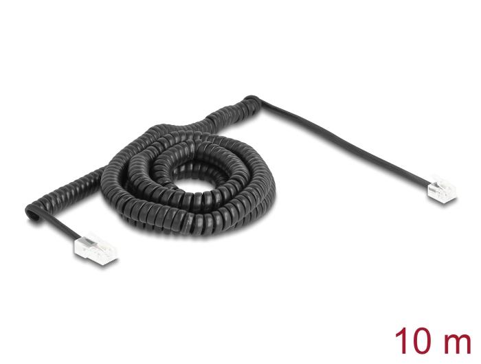 Delock Telefonkabel / Spiralkabel RJ11 stik til RJ45 stik sort 10