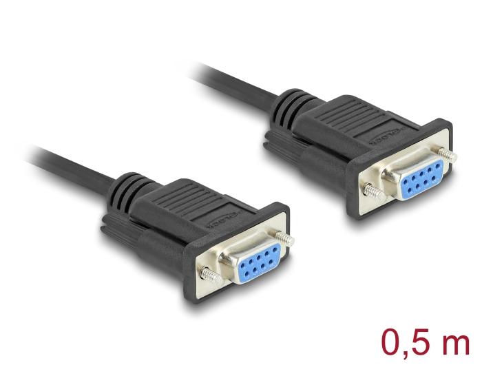 Delock Seriell Kabel RS-232 D-Sub9 Hun til Hun med smal stik-hus