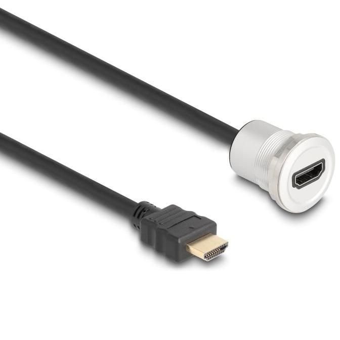 Delock HDMI indbygningsboks 8K 60 Hz med kabelpig med stik 30 cm Aluminium
